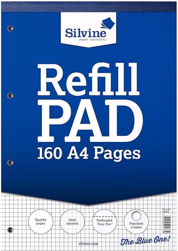 Silvine Blue Graph Refill Pad A4 - 160 Pages (Code: A4RPB)