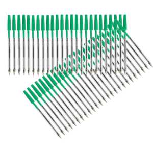 Q-Connect Medium Green Ballpoint Pens (0.7mm, Pack of 50, Product Code: KF01043)