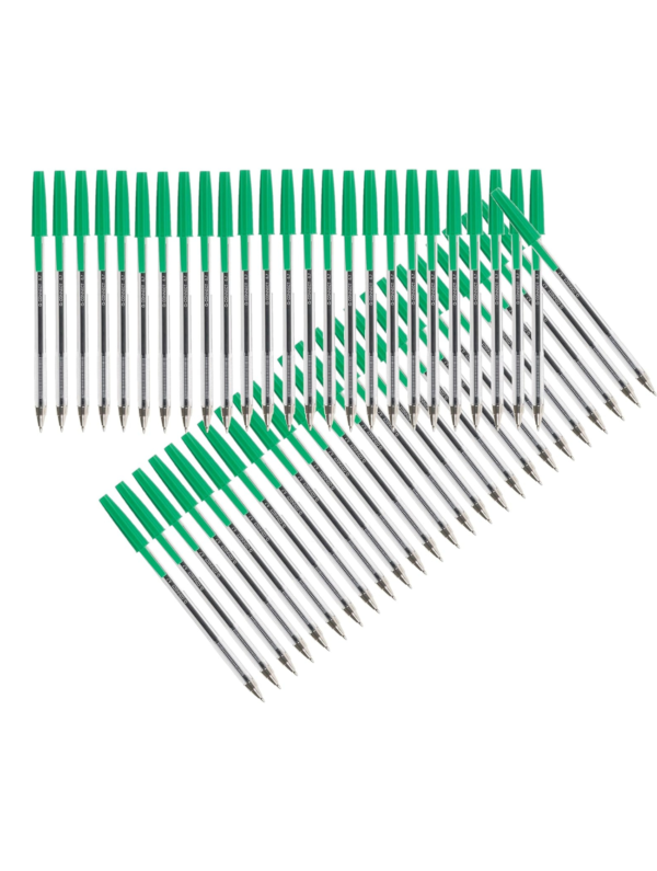 Q-Connect Medium Green Ballpoint Pens (0.7mm, Pack of 50, Product Code: KF01043)
