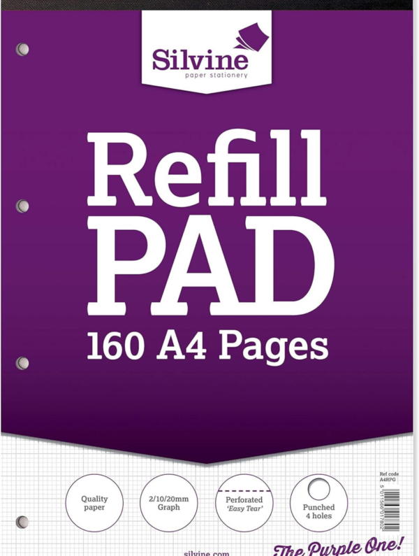 Silvine Purple Graph Refill Pad A4 - 160 Pages (Code: A4RPG)