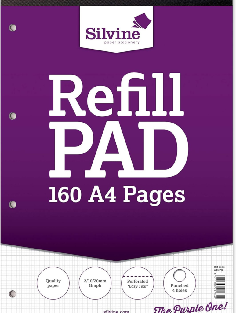 Silvine Purple Graph Refill Pad A4 - 160 Pages (Code: A4RPG)