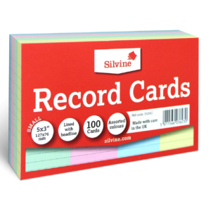 Silvine Assorted Colour Record Cards - 5x3 inches (Ref code: 553AC)