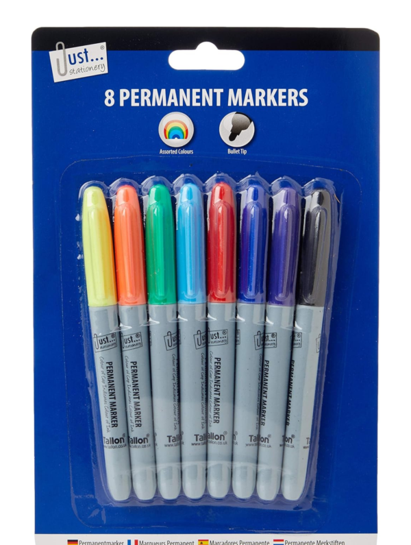 Just Stationery 8-Pack Assorted Colour Permanent Markers